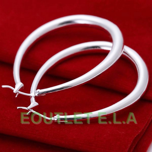 LARGE 45x32mm SILVER HOOP EARRINGS